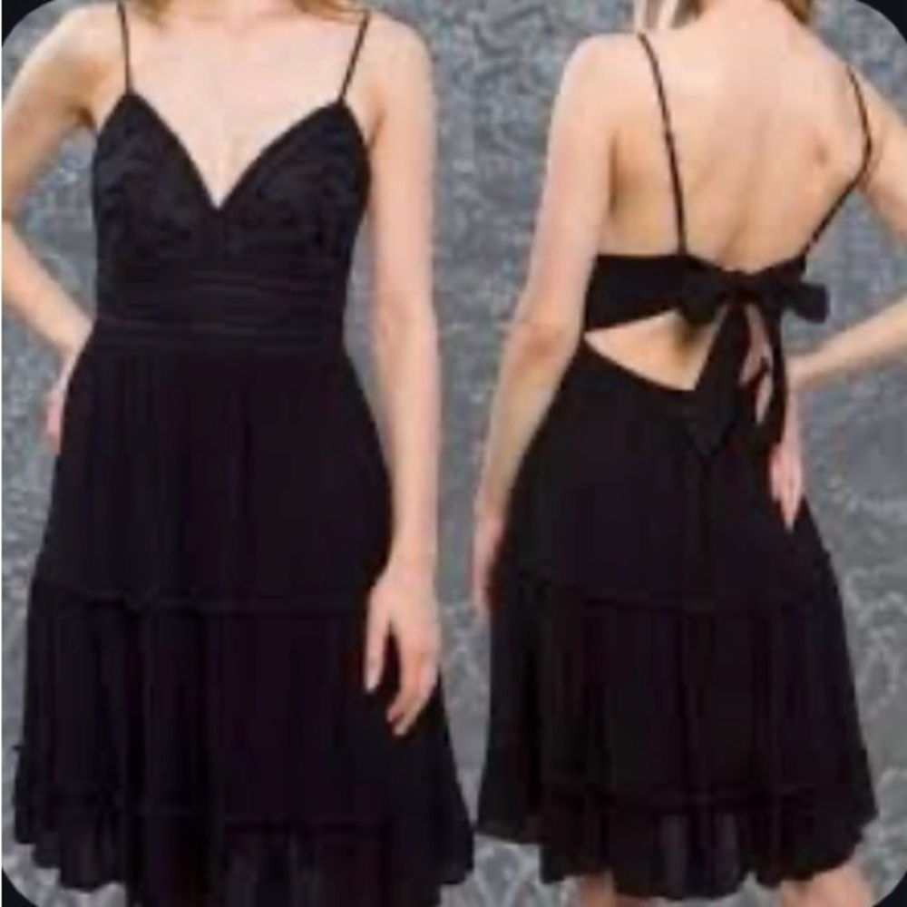 Love Tree Black Spaghetti-Strap Tie-Back Dress
